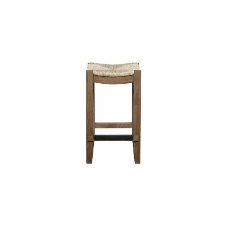 KD CAMA DE BEBE 26 in. Newport Wood Counter Height Stools with Rush Seats Brown - Set of 2 KD3250809